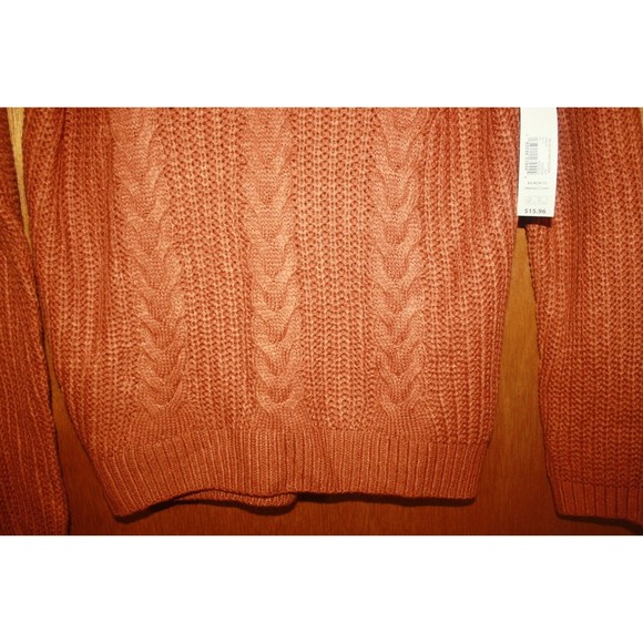 No Boundaries Lace Up Cable Knit Pullover Juniors Sz XS Burnt Orange NWT - Picture 3 of 8